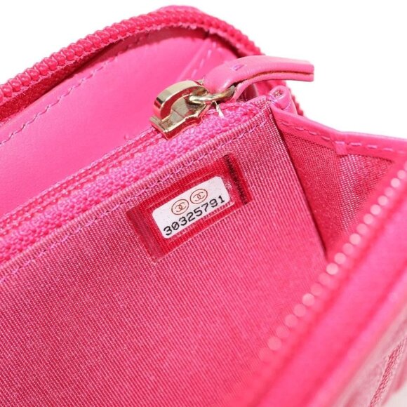CHANEL Boy Chanel Wallet Grained Calf Skin Pink Gold CC Auth 131833M - Picture 10 of 16